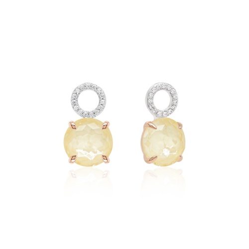 Sparkling Milky Charms Rose gold-plated prongs Soft Yellow