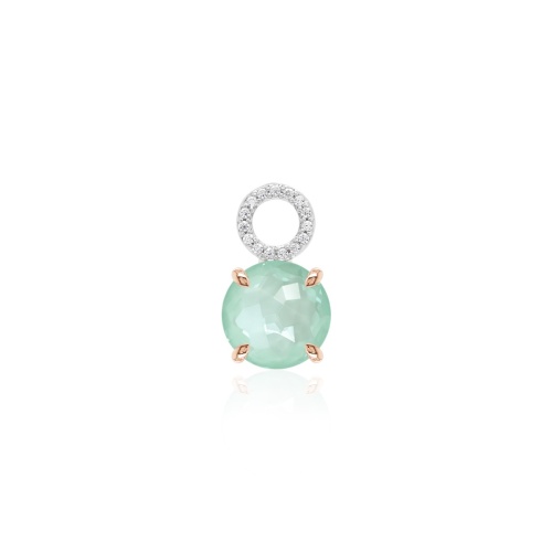 Sparkling Milky Necklace Charm Rose gold-plated Prongs Soft Mint