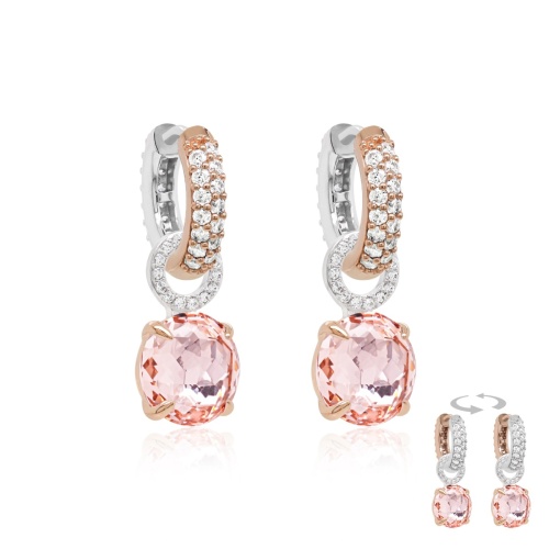 Two-Tone Vintage Rose  Earrings Rhodium/Rose gold plated