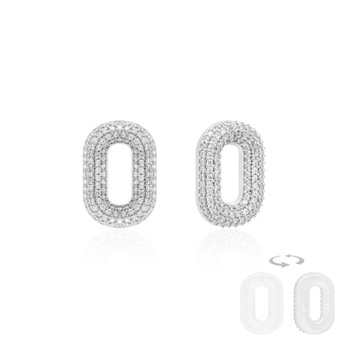 Two-sided Sparkling MOP Charms Rhodium plated