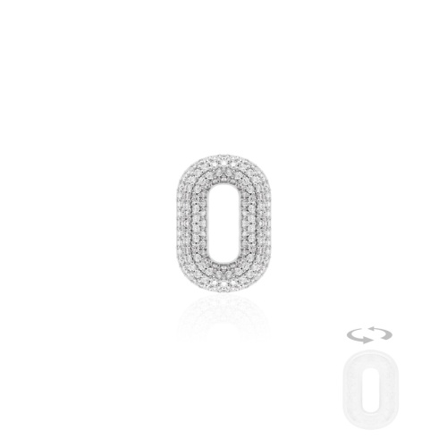 Two-sided Sparkling MOP Necklace Charm Rhodium gold-plated