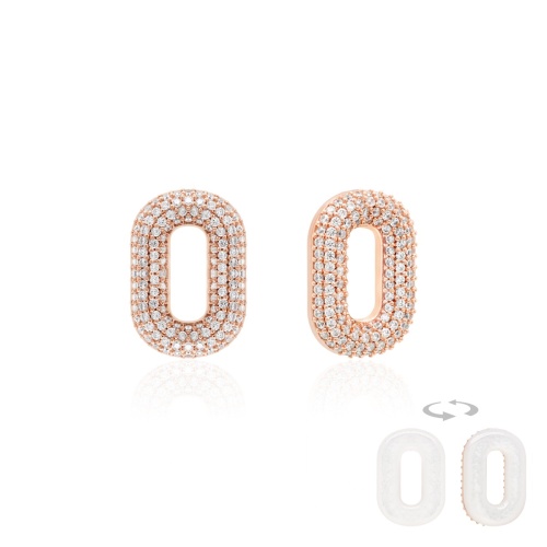 Two-sided Sparkling MOP Charms Rose gold-plated