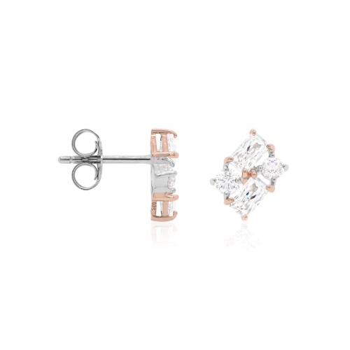 Four Stone Stud Earrings Rose goldplated prongs