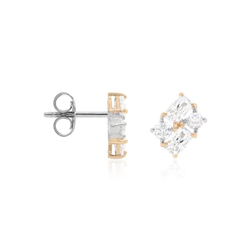 Four Stone Stud Earrings Yellow goldplated prongs