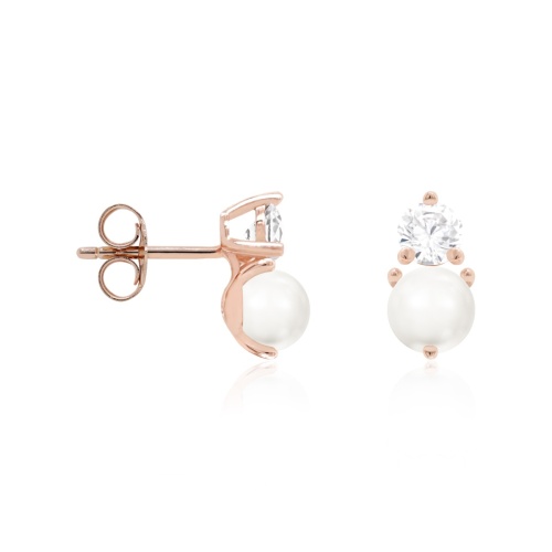 Petité Crystal Pearl Stud Earrings Rose gold-plated