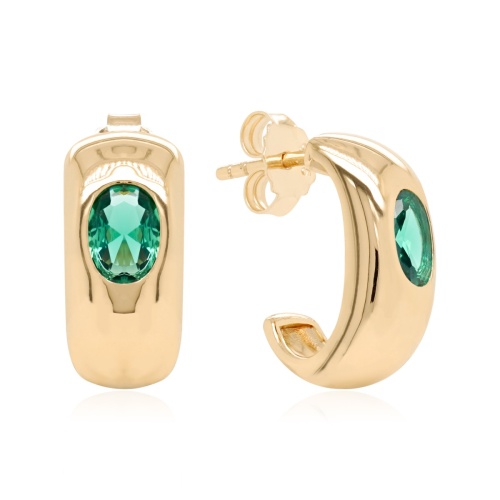 Emerald Bold Brilliance Stud Earrings Yellow gold plated