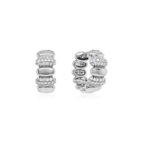 Chubby Bubbly Huggie Earrings Rhodium plated