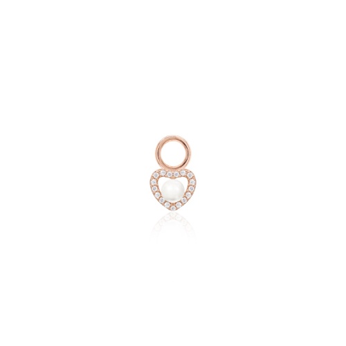 Petité Heart&Freshwater Pearl  Single Charm Rose gold plated