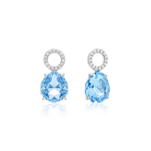 Sparkling Drop Earring Charms Rhodium plated Aquamarine