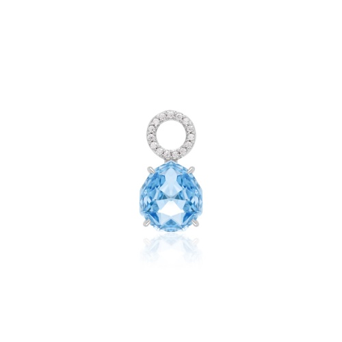 Sparkling Drop Single Charm Rhodium plated Aquamarine