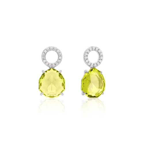 Sparkling Drop Earring Charms Rhodium plated Citrus Green