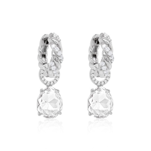 Classical Sparkling Drop Earring Set Rhodium plated Crystal