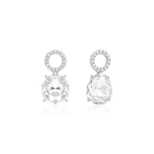 Sparkling Drop Earring Charms Rhodium plated Crystal