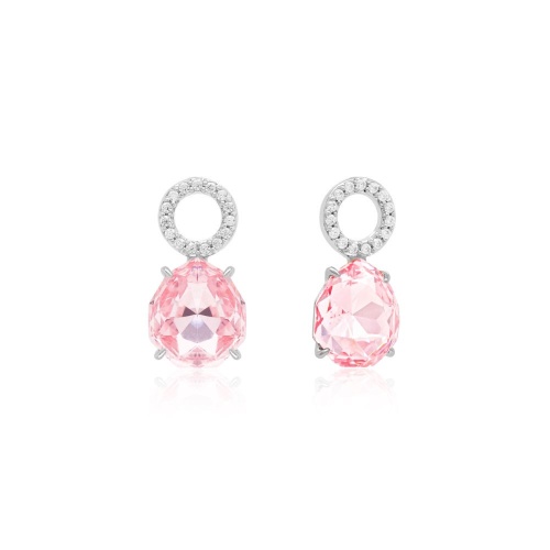 Sparkling Drop Earring Charms Rhodium plated Light Rose