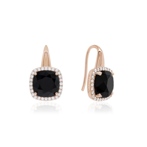 Vintage Hook Earrings Rose gold-plated Jet