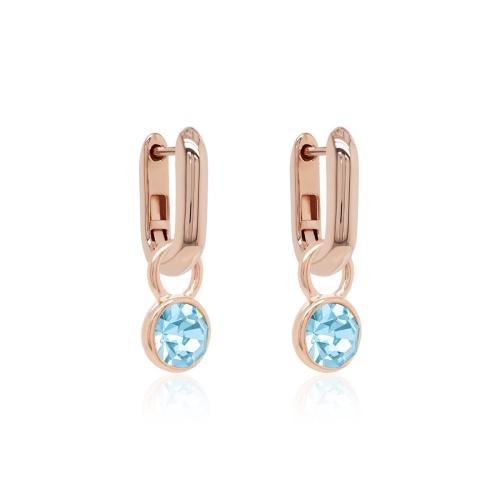 Round Frame Mini Earring Set Rose gold-plated Aquamarine Bohemica