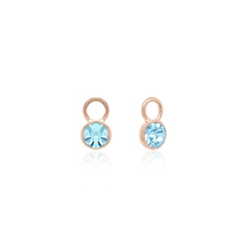 Round Frame Mini Charms Rose gold-plated Aquamarine Bohemica