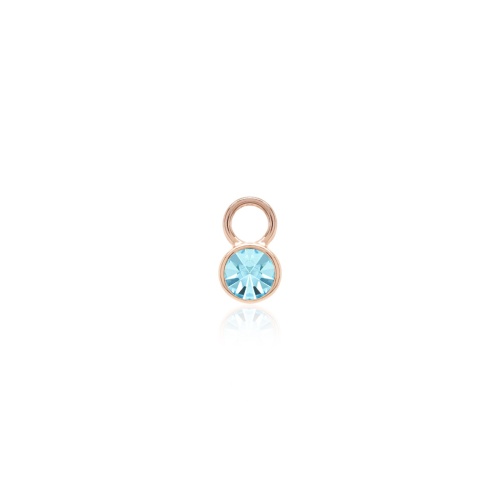 Round Frame Mini Single Charm Rose gold-plated Aquamarine Bohemica