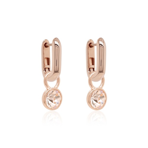 Round Frame Mini Earring Set Rose gold-plated Gold Quartz