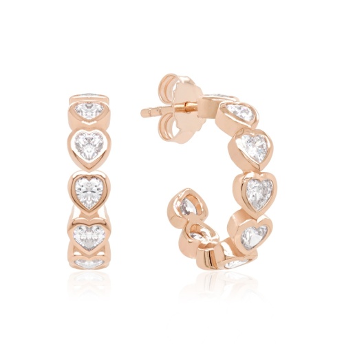 Heart Halo stud Earrings Rose Gold Plated