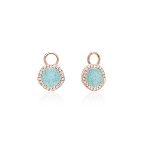 Sparkling Enamel Earring Charms Rose Gold Plated Laguna