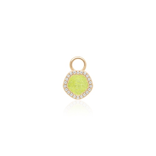 Sparkling Enamel Single Charm Yellow Gold Plated Lime