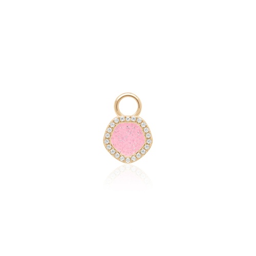 Sparkling Enamel Single Charm Yellow Gold Plated Light Pink