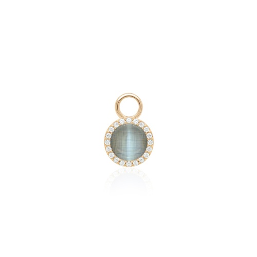 Cat Eye Single Charm Yellow Gold plated Blueberry Smoke