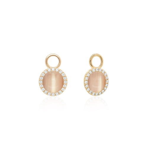 Cat Eye Earring Charms Yellow Gold plated Cotton Blush
