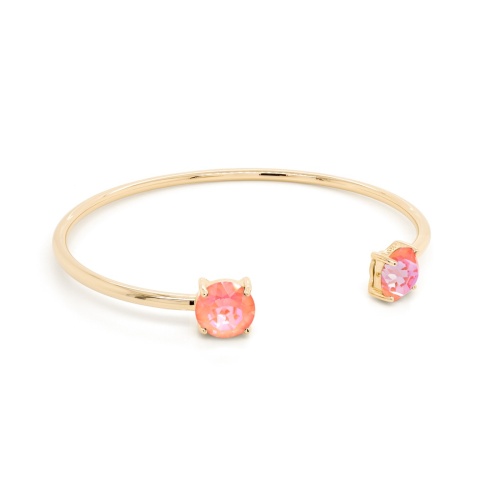 Round Stone Bangle Bracelet Yellow gold-plated Orange Glow