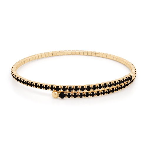 Soft Bangle Bracelet Yellow gold plated Black
