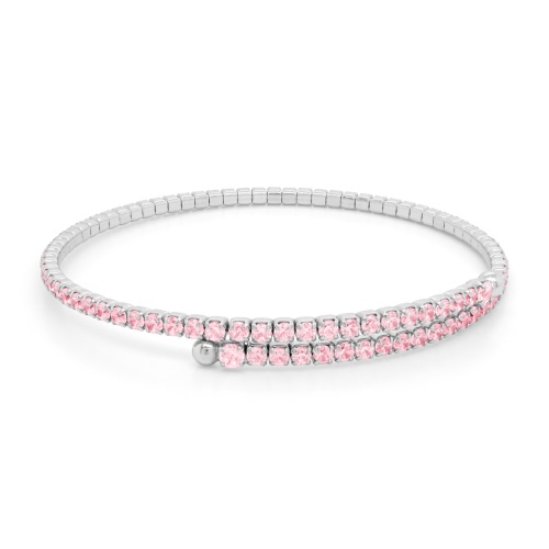 Soft Bangle Bracelet Rhodium Pink