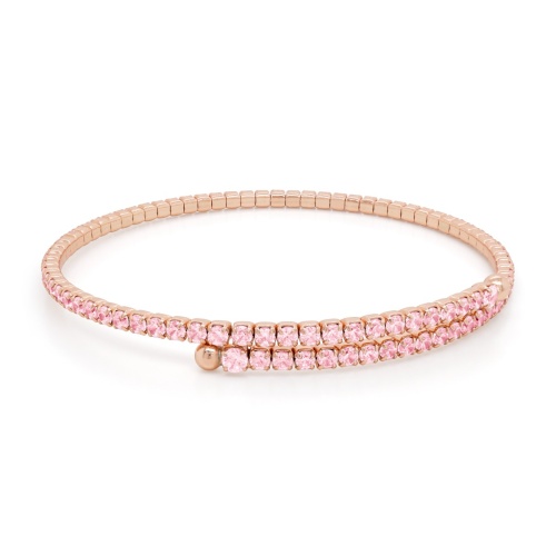 Soft Bangle Bracelet Rose gold plated Pink