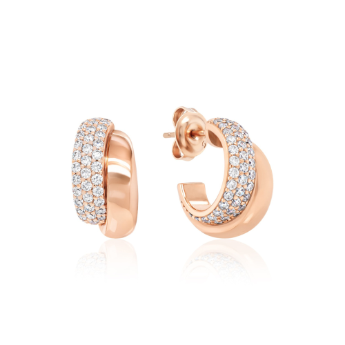 Luminous Pav&eacute; Curve Stud earrings Ros&eacute; gold-plated