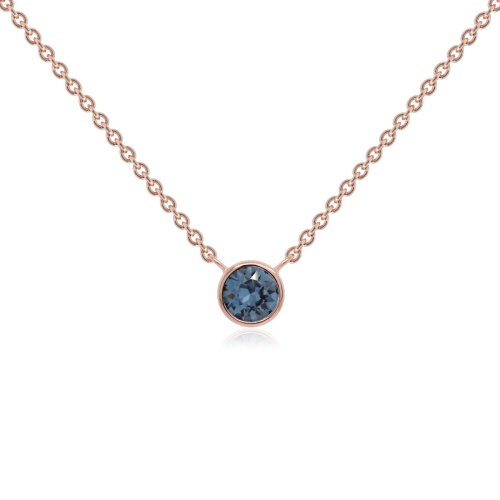 Single Crystal Necklace Gold-plated Denim Blue