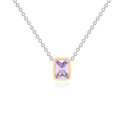Single Baguette necklace Rhodium/Yellow gold plated