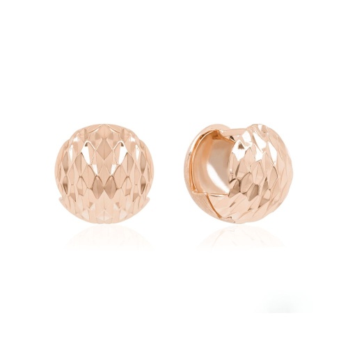 Two-sided Diamond-Cut Sphere Earrings Rose Gold plated