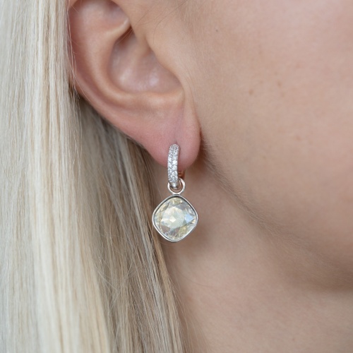 Fancy Stone Earring Charms Rhodium plated Moonlight