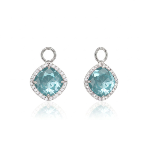 Fancy Stone Charms Rhodium Paradise Blue Lux