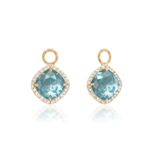 Fancy Stone Charms Yellow Gold-plated Paradise Blue Lux