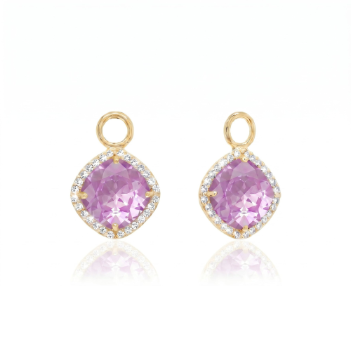 Fancy Stone Charms Yellow Gold-plated Paradise Purple Lux