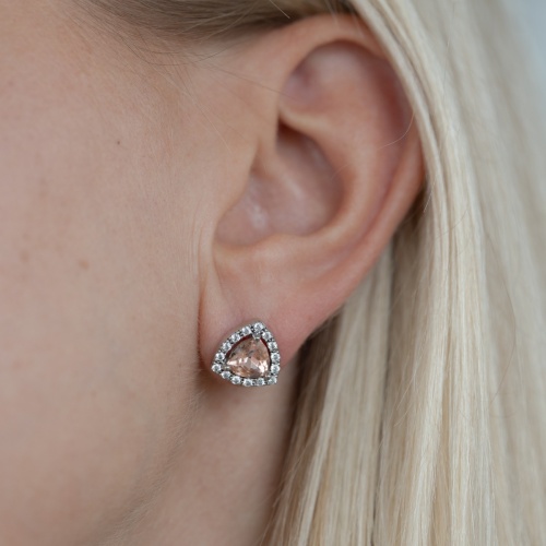 Trinity Stud Earrings Rhodium plated Vintage Rose