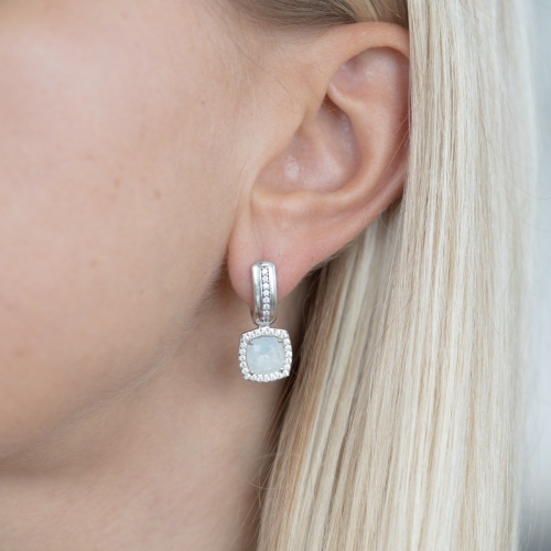 Fancy Stone Earrings White Opal