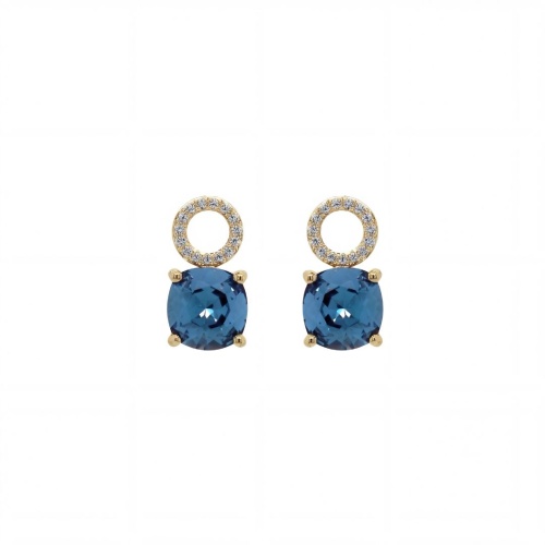 Fancy Stone charms Yellow Gold Plated Denim Blue