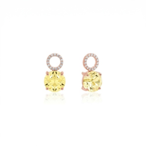Round Stone Earring charms Rosé Gold plated Dark Jonquil