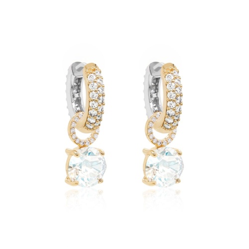 Two-tone Round Charm Earring set Moonlight Yellow gold-plated
