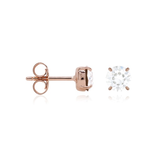 Silver stud earrings Rose gold-plated Crystal