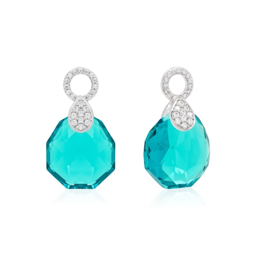 Large Pear Drop Earring charms Blue Zircon