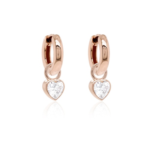 Zirconia Petite Heart  Earring set Rose gold-plated