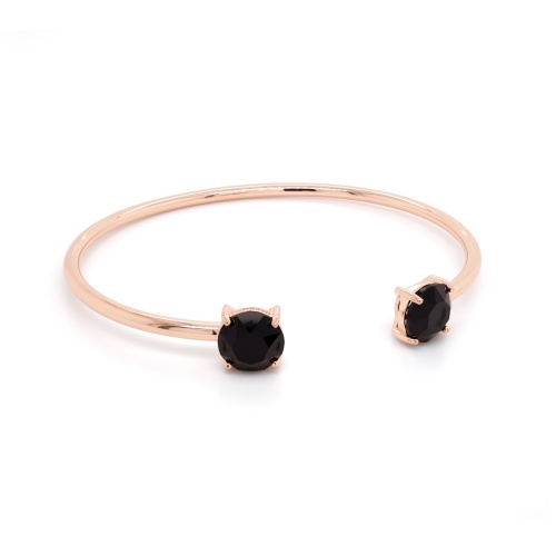 Round Stone Bangle Bracelet Jet